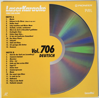 Vol 706 Deutsch,Laserkaraoke Pioneer,Laserdisc